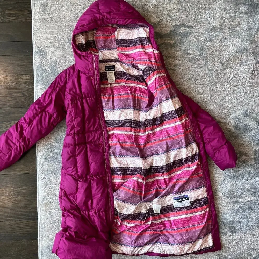 Patagonia Girls Down Winter Coat Long Parka M 10